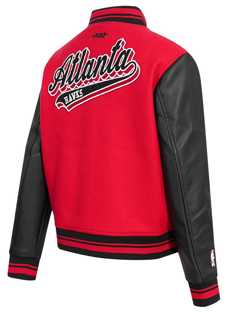 Pro Standard Women's Atlanta Hawks Red Script Tail Wool Varsity Jacket product image