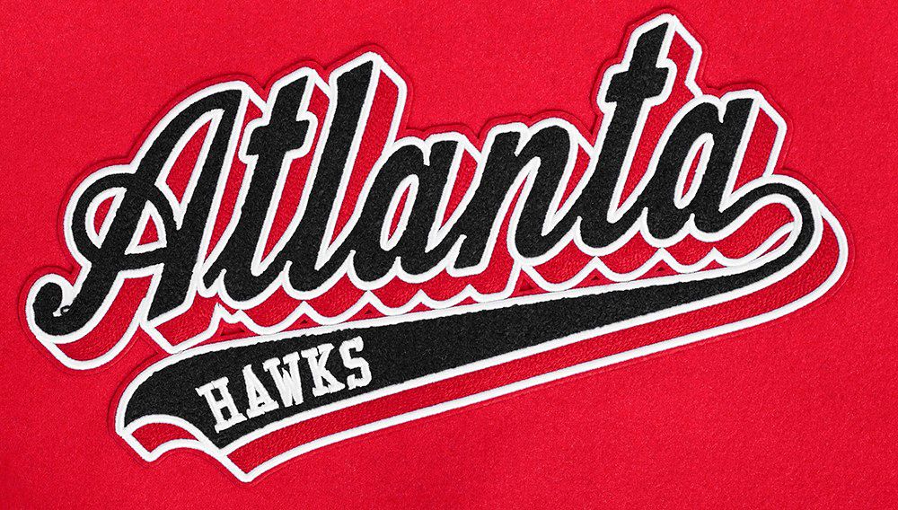 Pro Standard Women's Atlanta Hawks Red Script Tail Wool Varsity Jacket product image