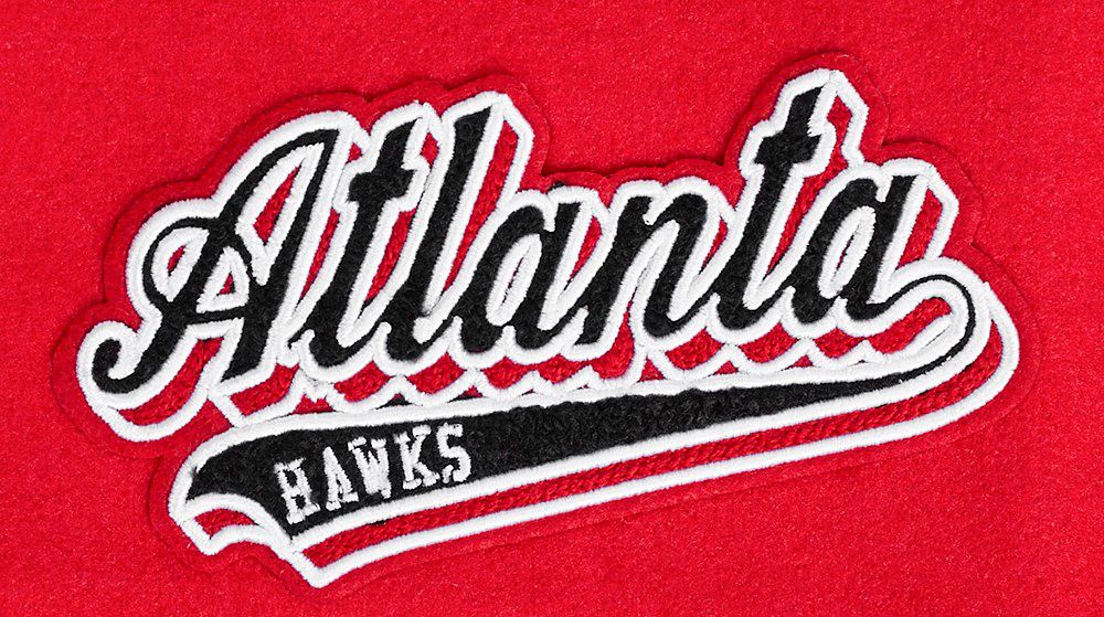 Pro Standard Women's Atlanta Hawks Red Script Tail Wool Varsity Jacket product image