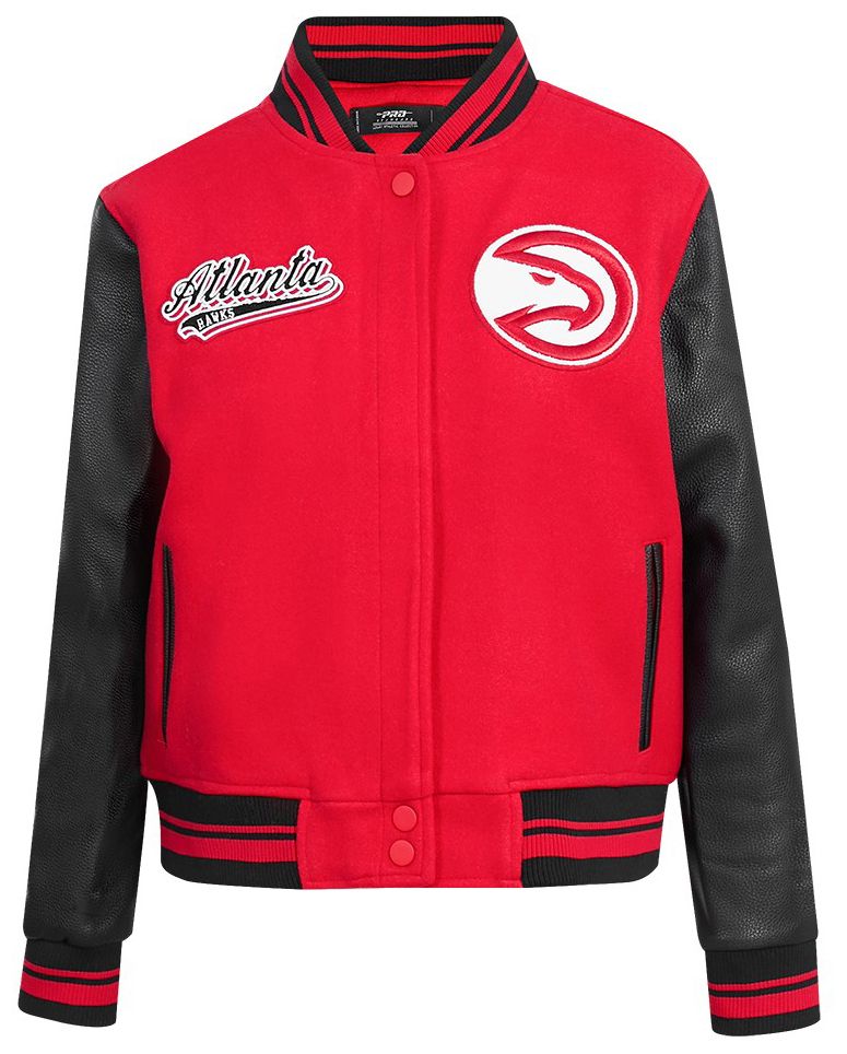 Pro Standard Women's Atlanta Hawks Red Script Tail Wool Varsity Jacket product image