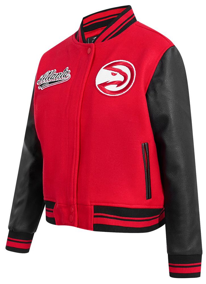 Pro Standard Women's Atlanta Hawks Red Script Tail Wool Varsity Jacket product image
