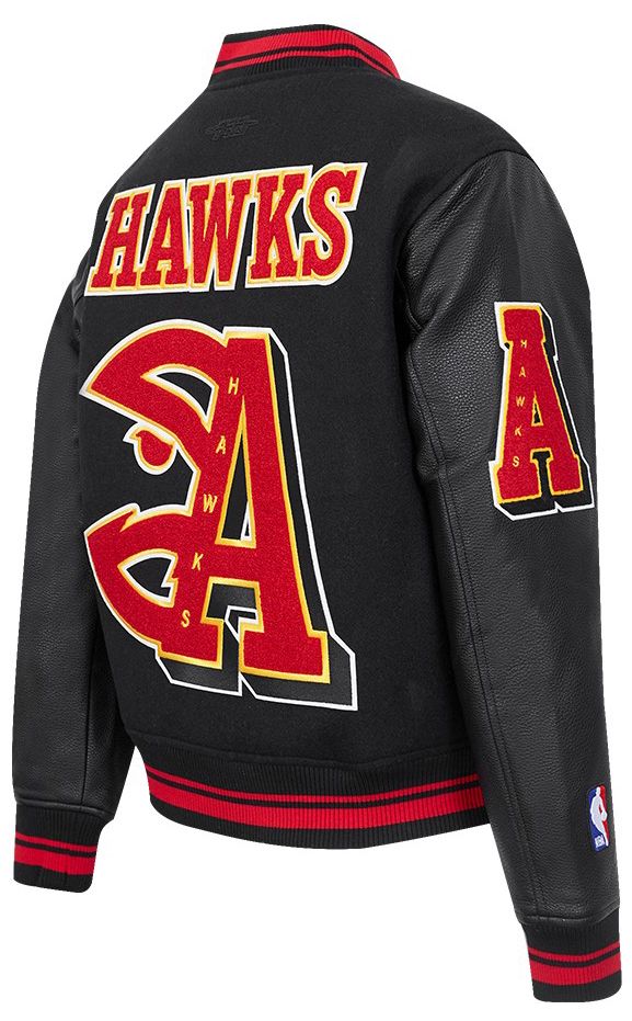Pro Standard Women's Atlanta Hawks Black Mash Up Rib Wool Varsity Jacket product image