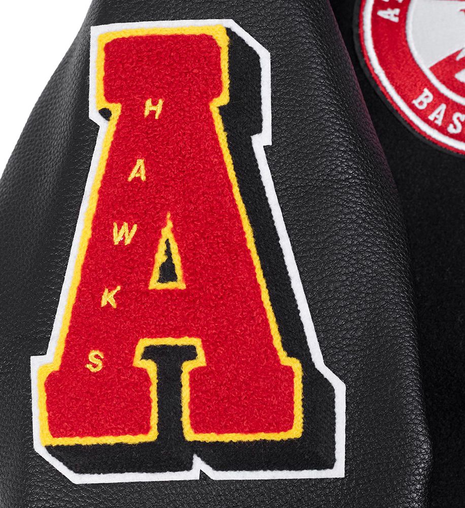 Pro Standard Women's Atlanta Hawks Black Mash Up Rib Wool Varsity Jacket product image