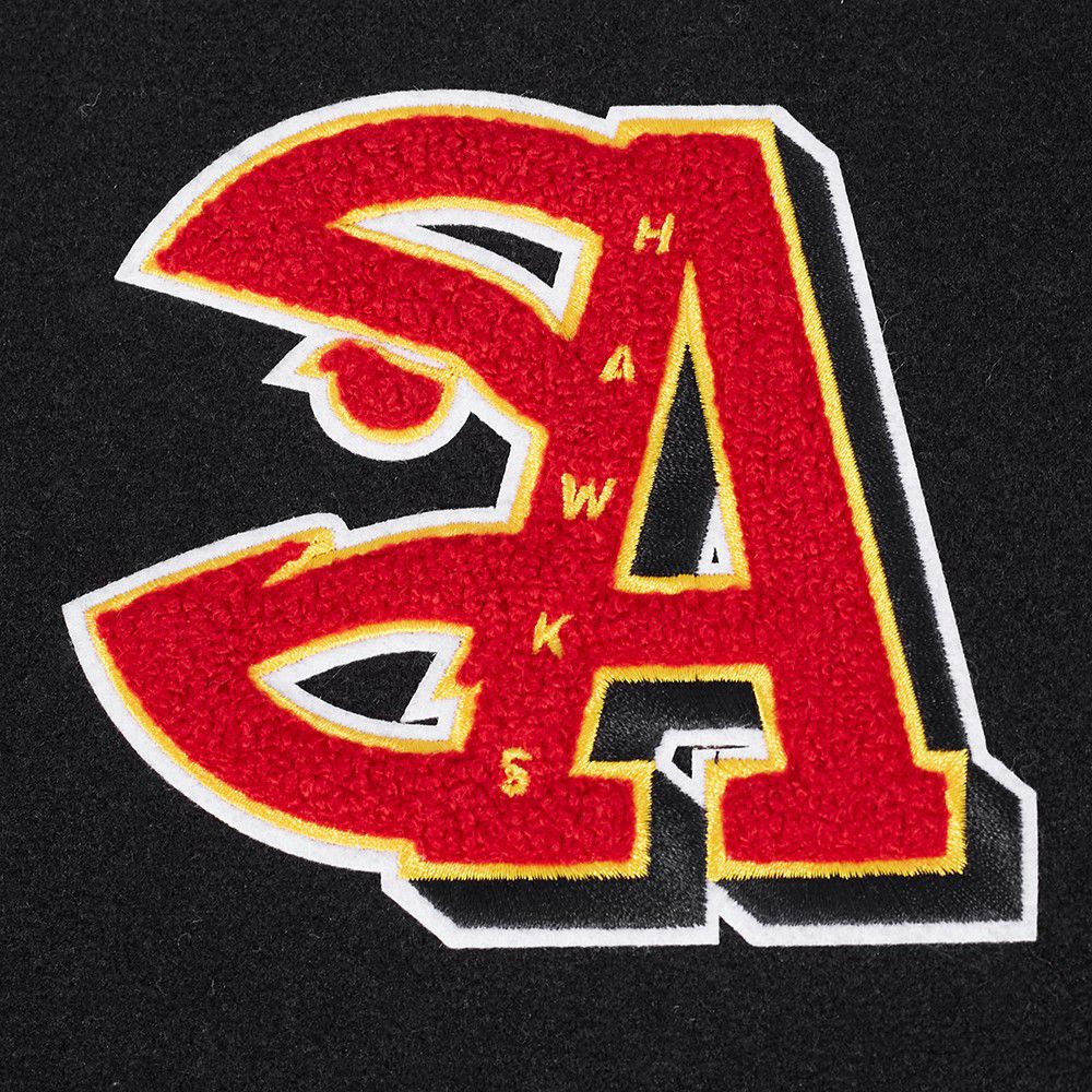 Pro Standard Women's Atlanta Hawks Black Mash Up Rib Wool Varsity Jacket product image