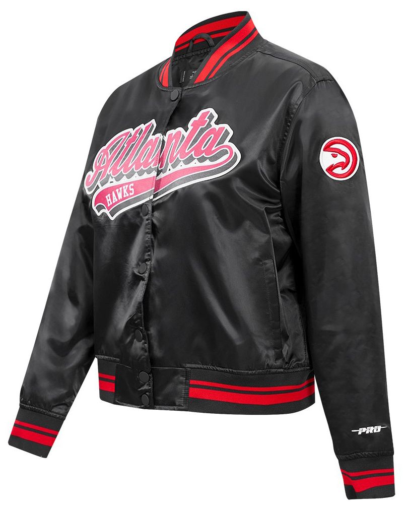 Pro Standard Women's Atlanta Hawks Black Script Tail Satin Jacket product image