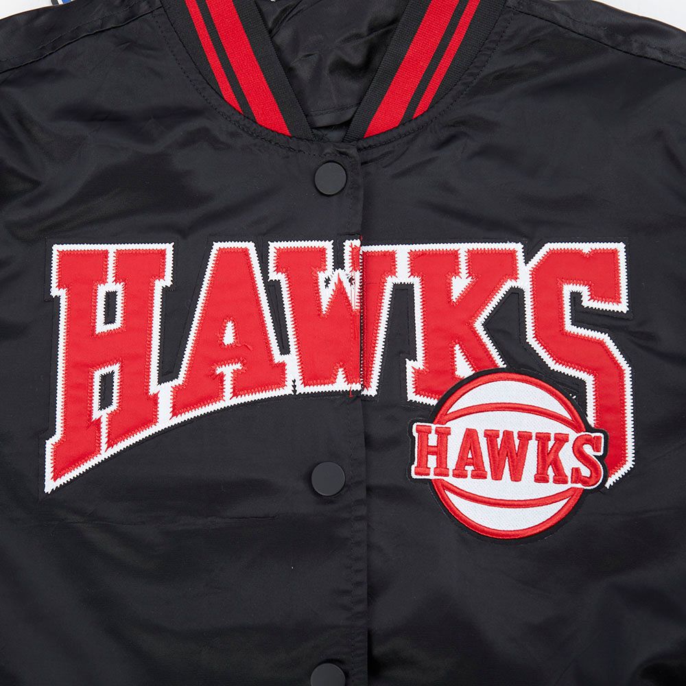 Pro Standard Women's Atlanta Hawks Black Crest Emblem Full-Zip Satin Jacket product image
