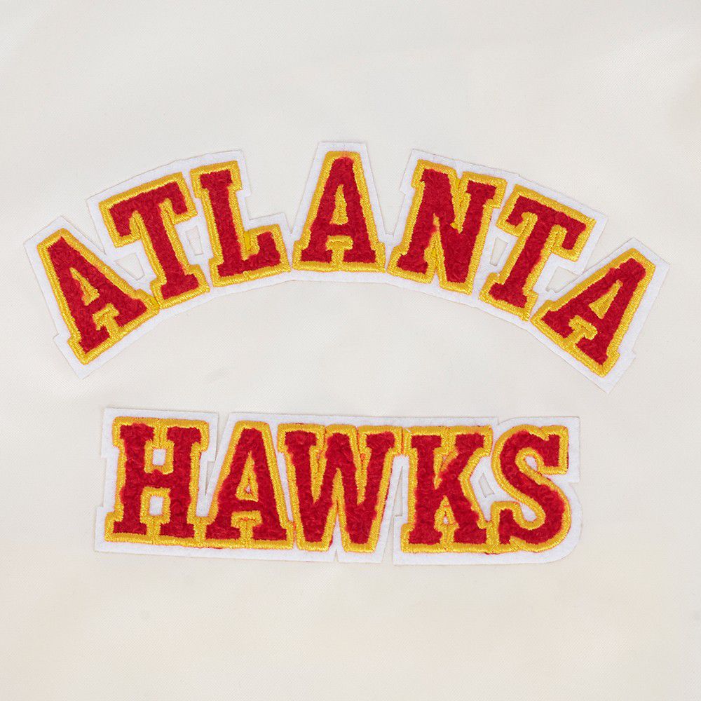 Pro Standard Women's Atlanta Hawks Off White Retro Classic Rib Satin Jacket product image