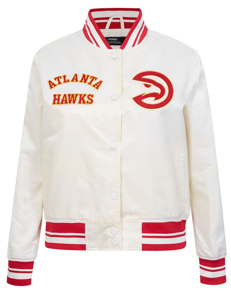 Pro Standard Women's Atlanta Hawks Off White Retro Classic Rib Satin Jacket product image