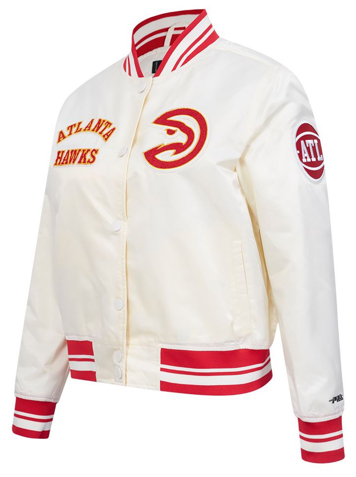 Pro Standard Women's Atlanta Hawks Off White Retro Classic Rib Satin Jacket product image