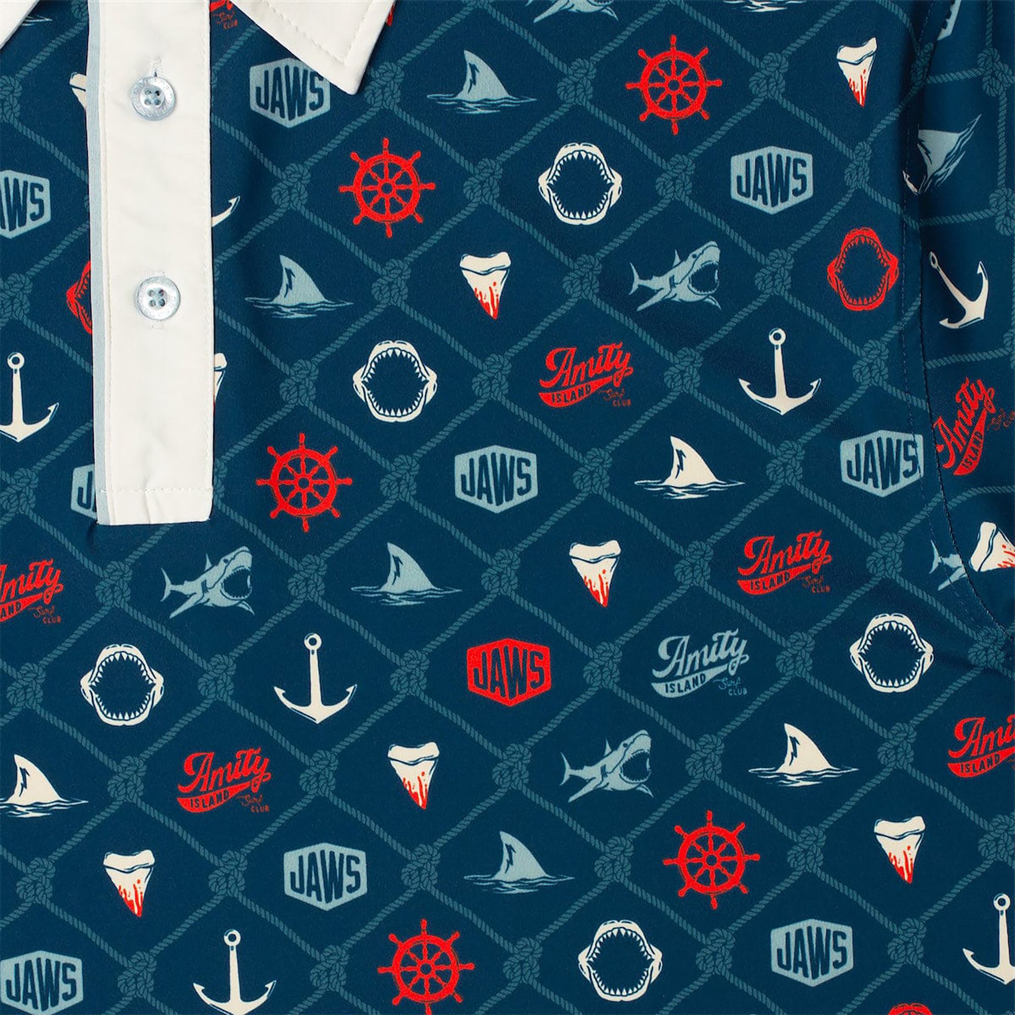 Breakfast Balls X Jaws Men's Teeth, Tide, And Terror All-Day Golf Polo product image