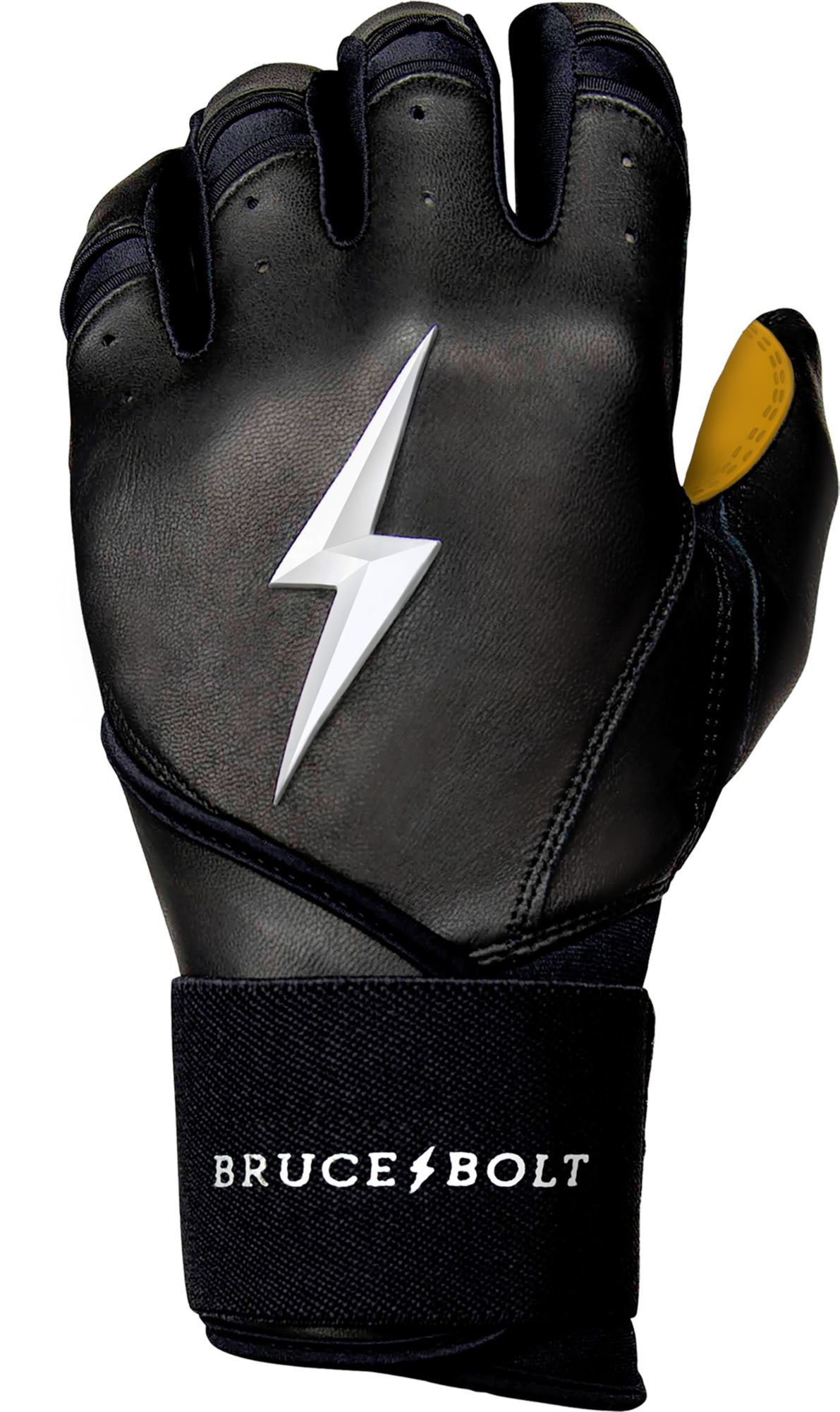 Bruce Bolt Adult Long Cuff Gold Palm Batting Gloves
