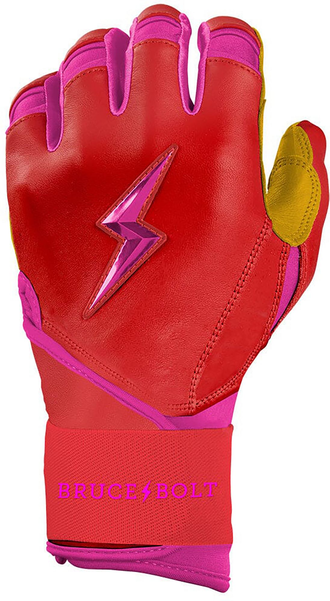 BRUCE BOLT Youth Signiture Series Long Cuff Gold Palm Batting Gloves product image