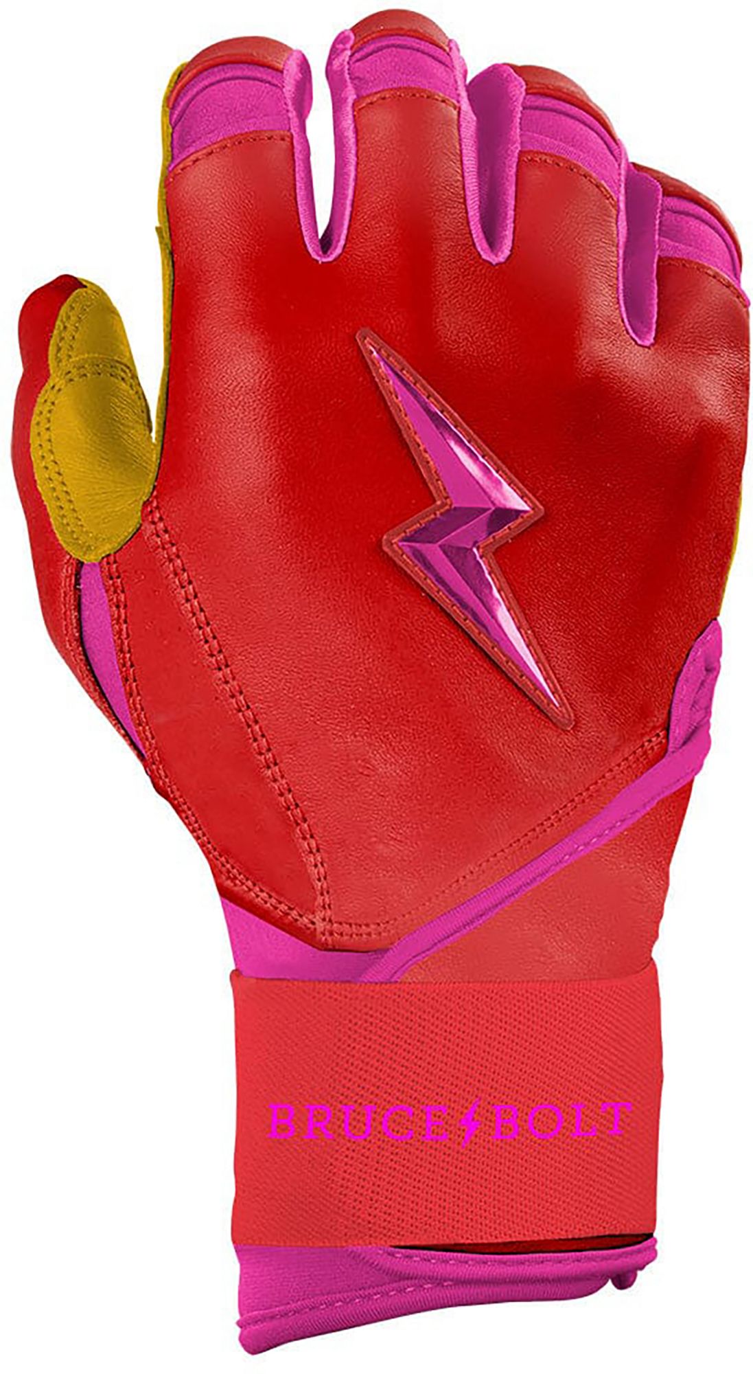 BRUCE BOLT Youth Signiture Series Long Cuff Gold Palm Batting Gloves product image