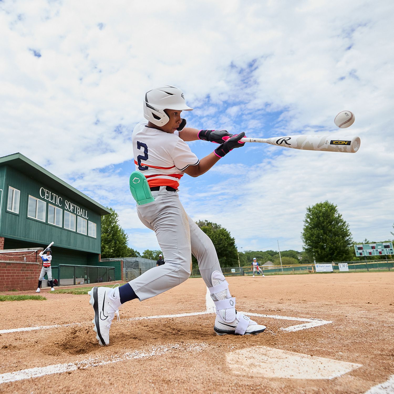 BRUCE BOLT Women's Long Cuff Pink/Black Batting Gloves product image