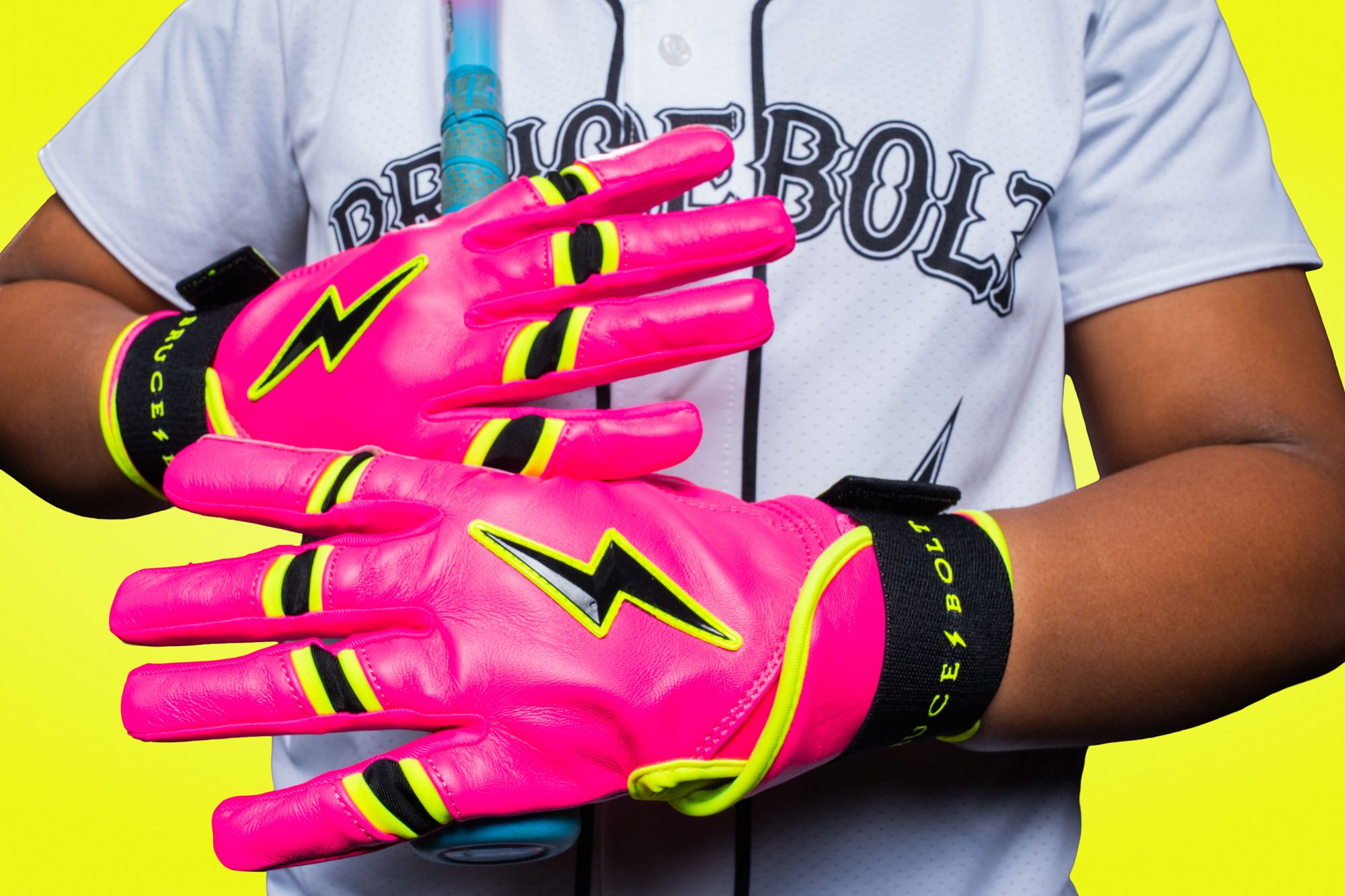 Bruce Bolt Women's Pink Lightning Long Cuff Batting Gloves product image