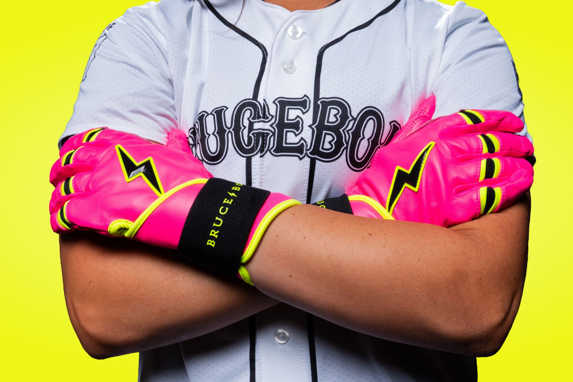 Bruce Bolt Women's Pink Lightning Long Cuff Batting Gloves product image