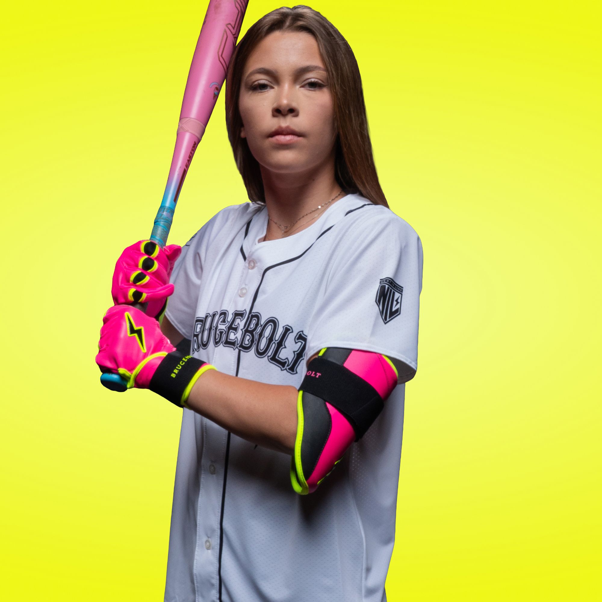 Bruce Bolt Women's Pink Lightning Long Cuff Batting Gloves product image