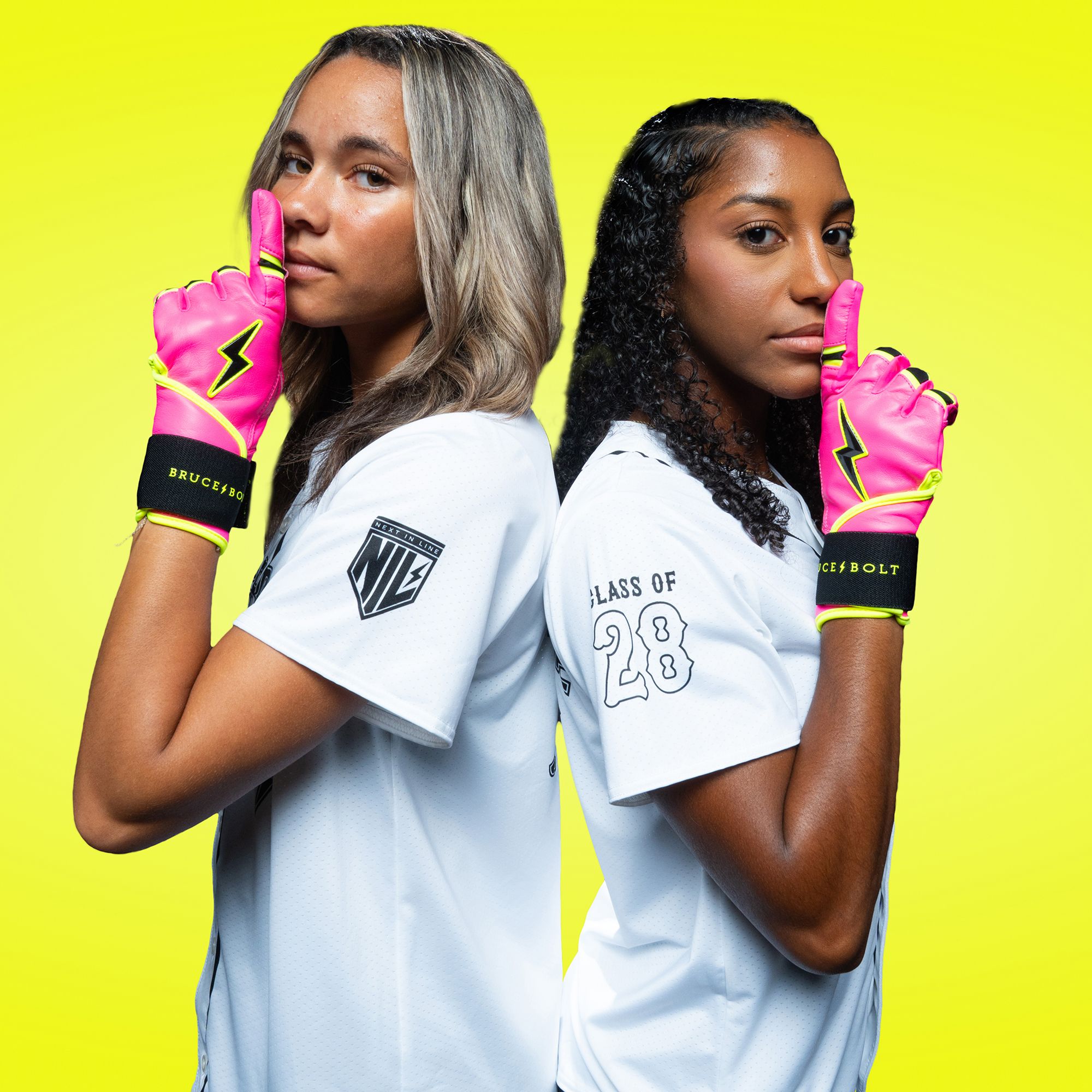 Bruce Bolt Women's Pink Lightning Long Cuff Batting Gloves product image