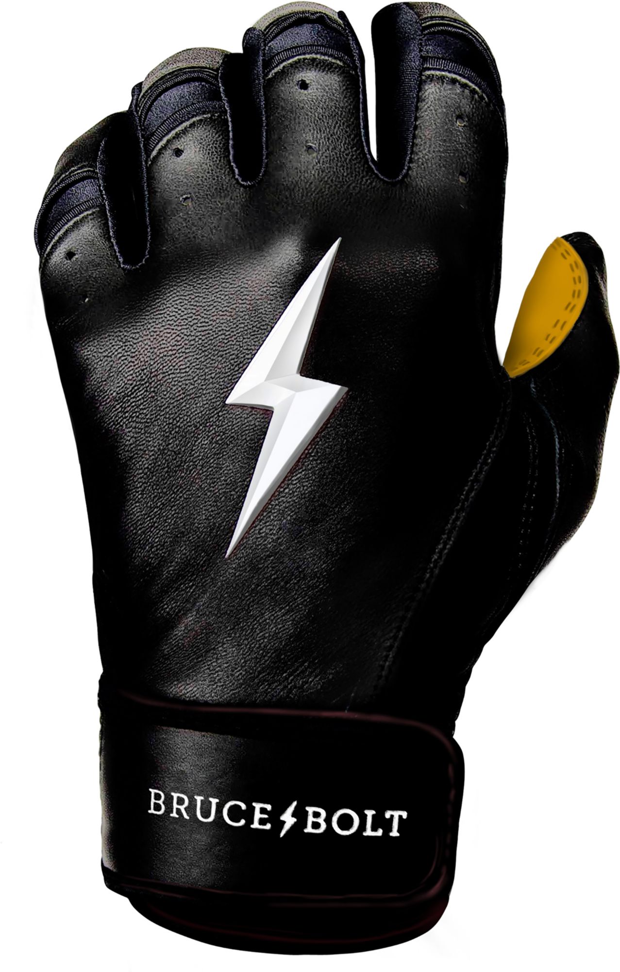 Bruce Bolt Adult Short Cuff Gold Palm Batting Gloves