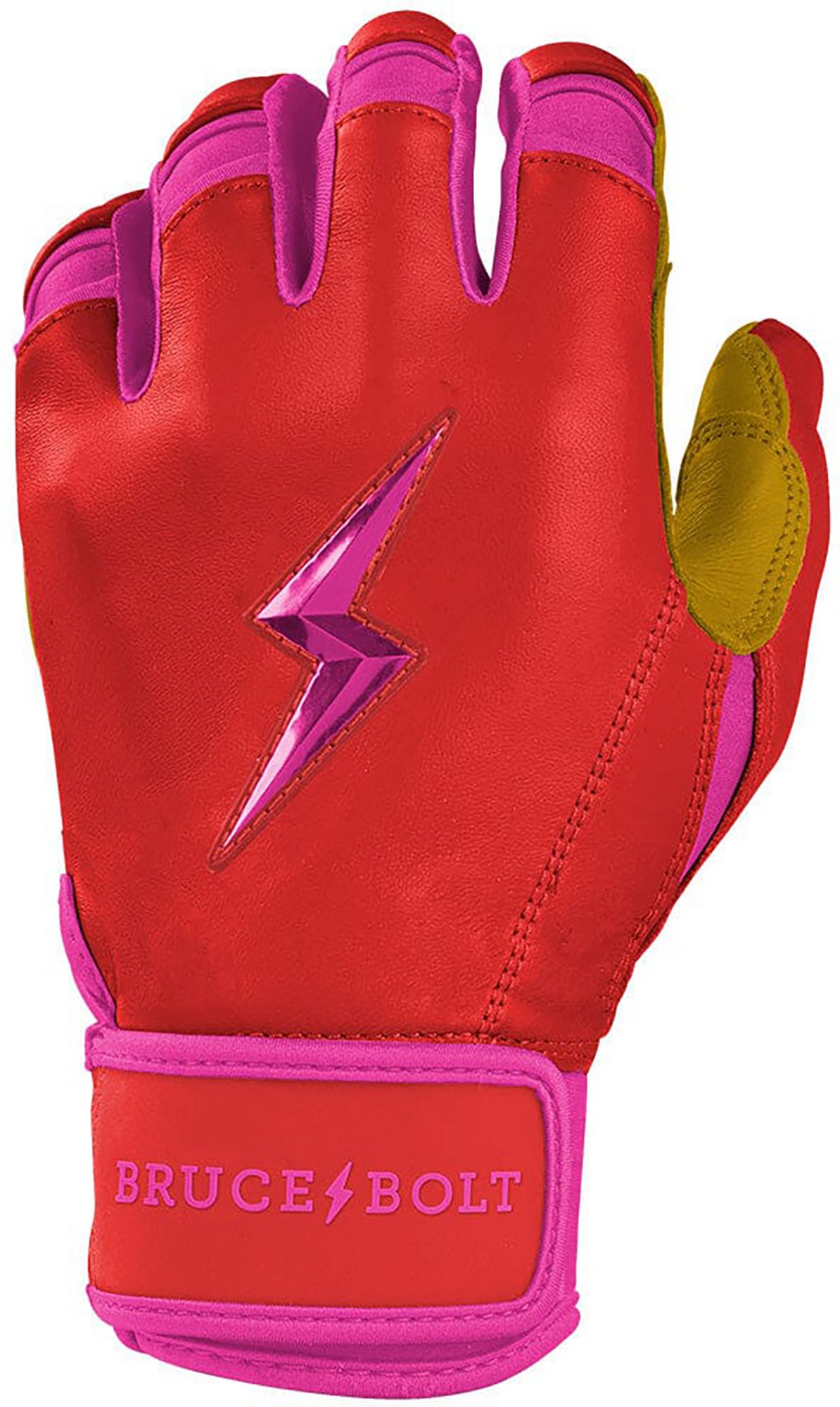 BRUCE BOLT Youth Signiture Series Short Cuff Gold Palm Batting Gloves product image