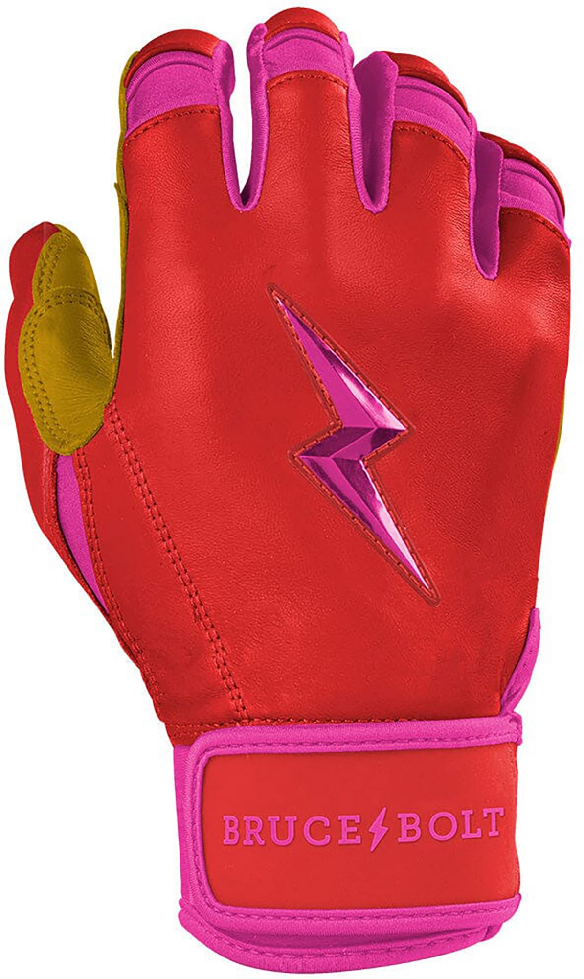BRUCE BOLT Youth Signiture Series Short Cuff Gold Palm Batting Gloves product image