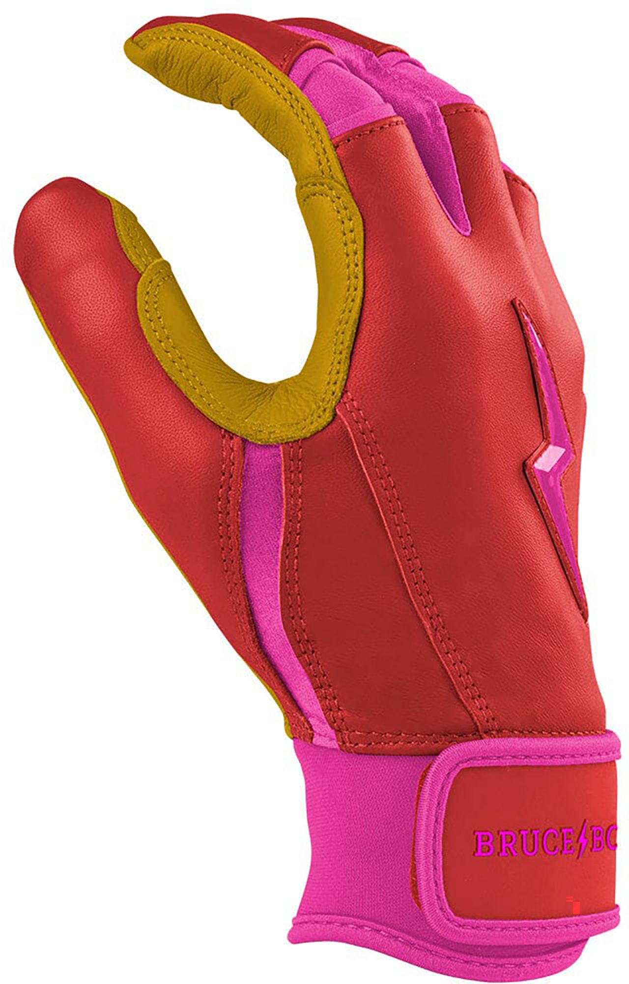 BRUCE BOLT Youth Signiture Series Short Cuff Gold Palm Batting Gloves product image