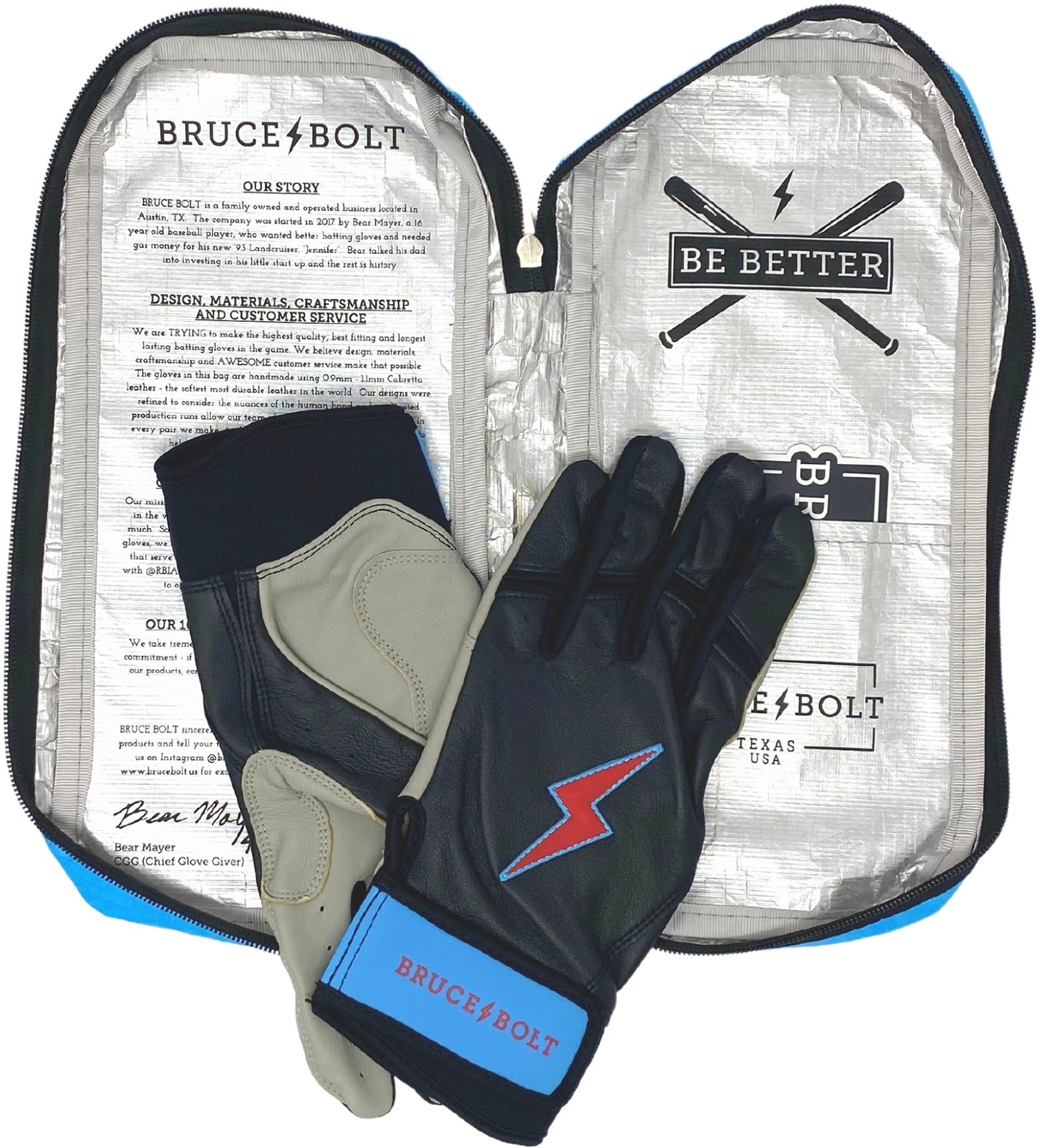 BRUCE BOLT Men's Bear Series Short Cuff Batting Gloves product image
