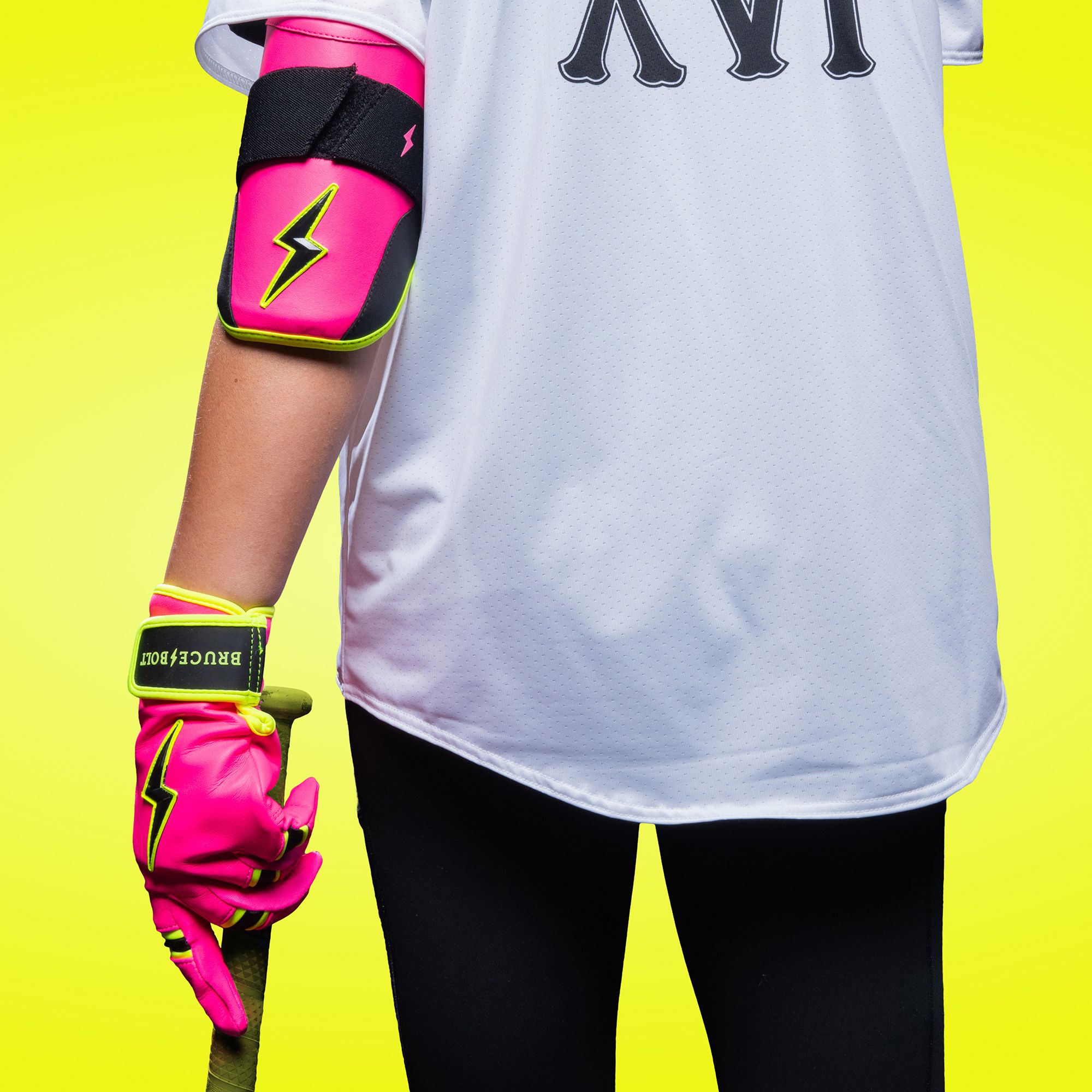 Bruce Bolt Women's Pink Lightning Short Cuff Batting Gloves product image