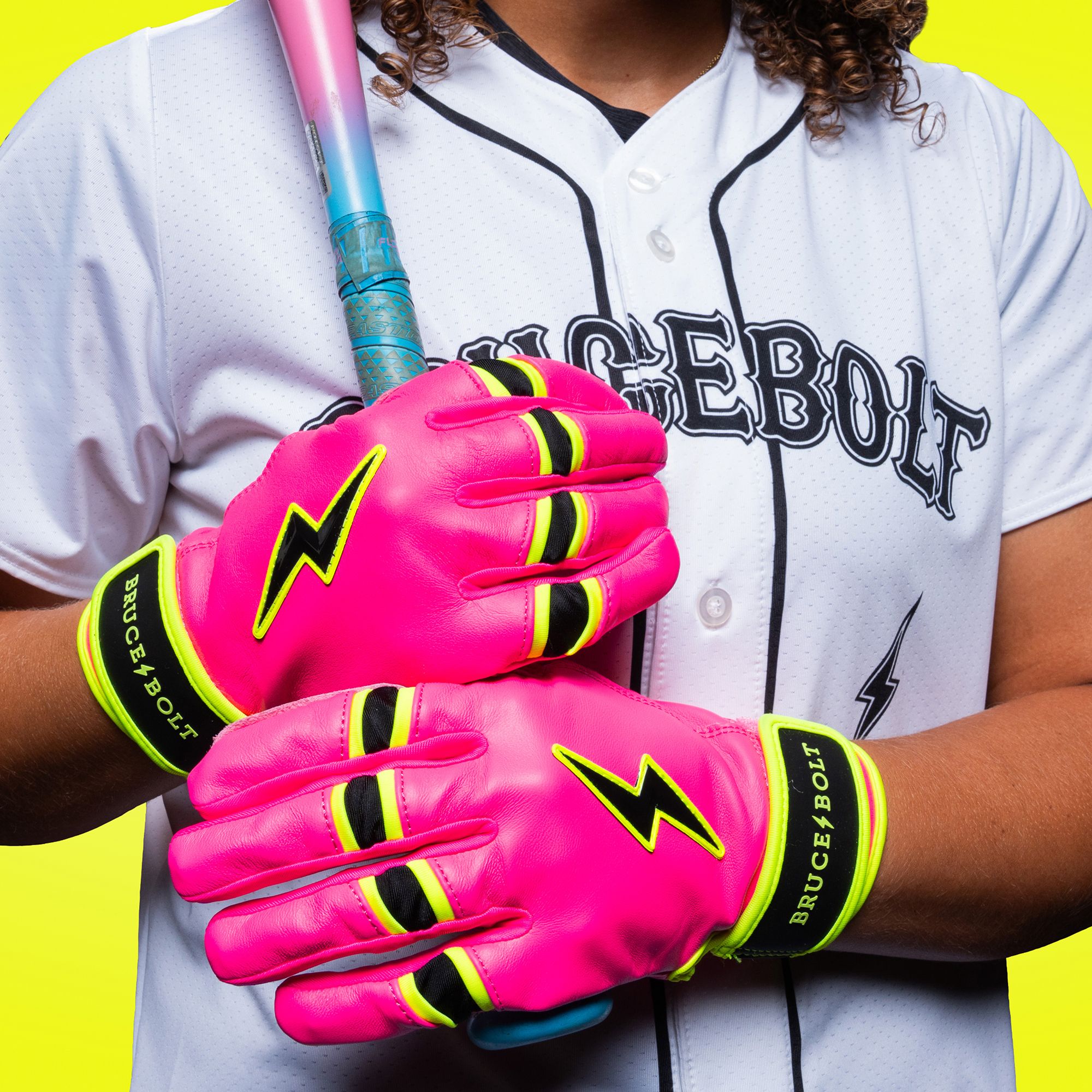 Bruce Bolt Women's Pink Lightning Short Cuff Batting Gloves product image