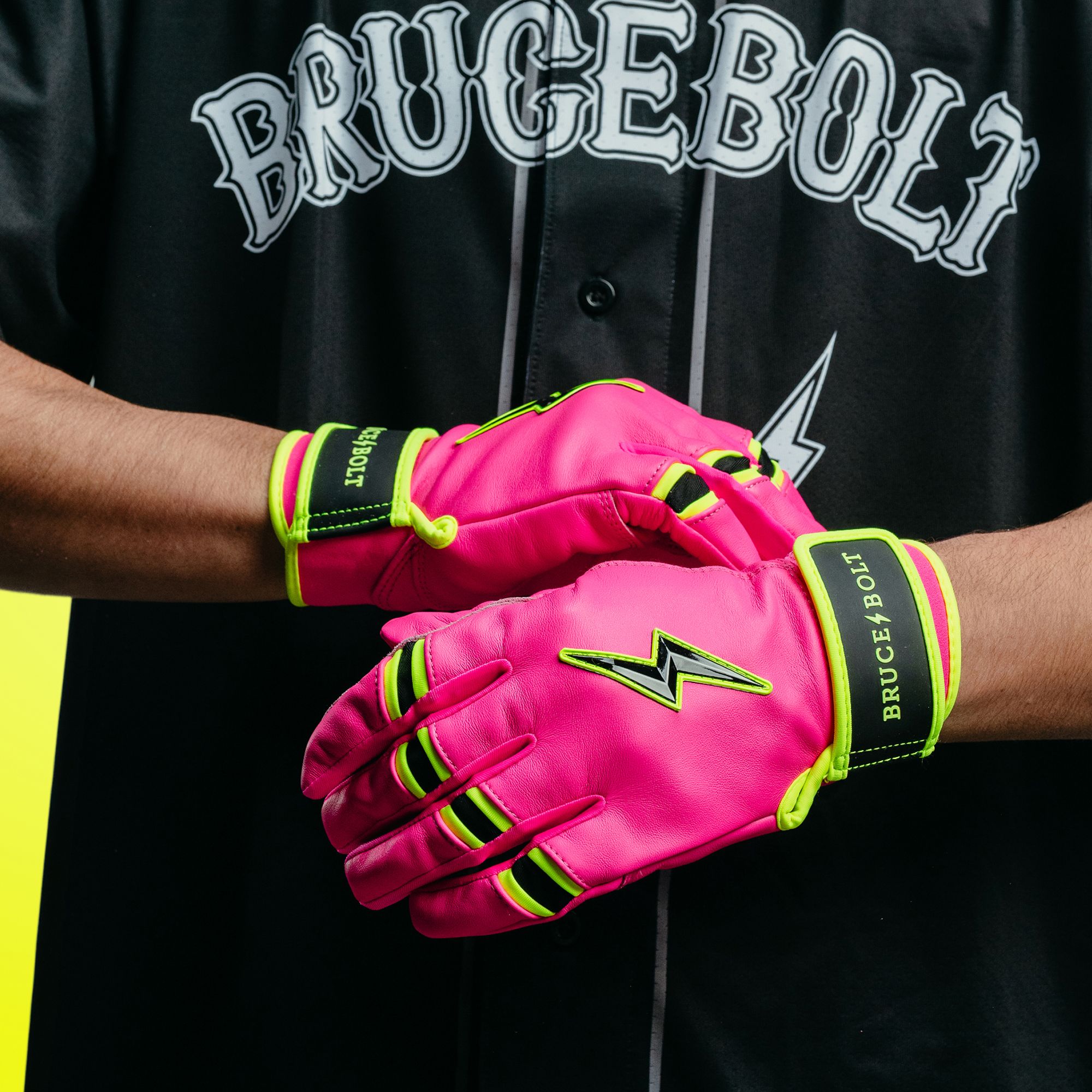 Bruce Bolt Youth Pink Lightning Short Cuff Batting Gloves product image