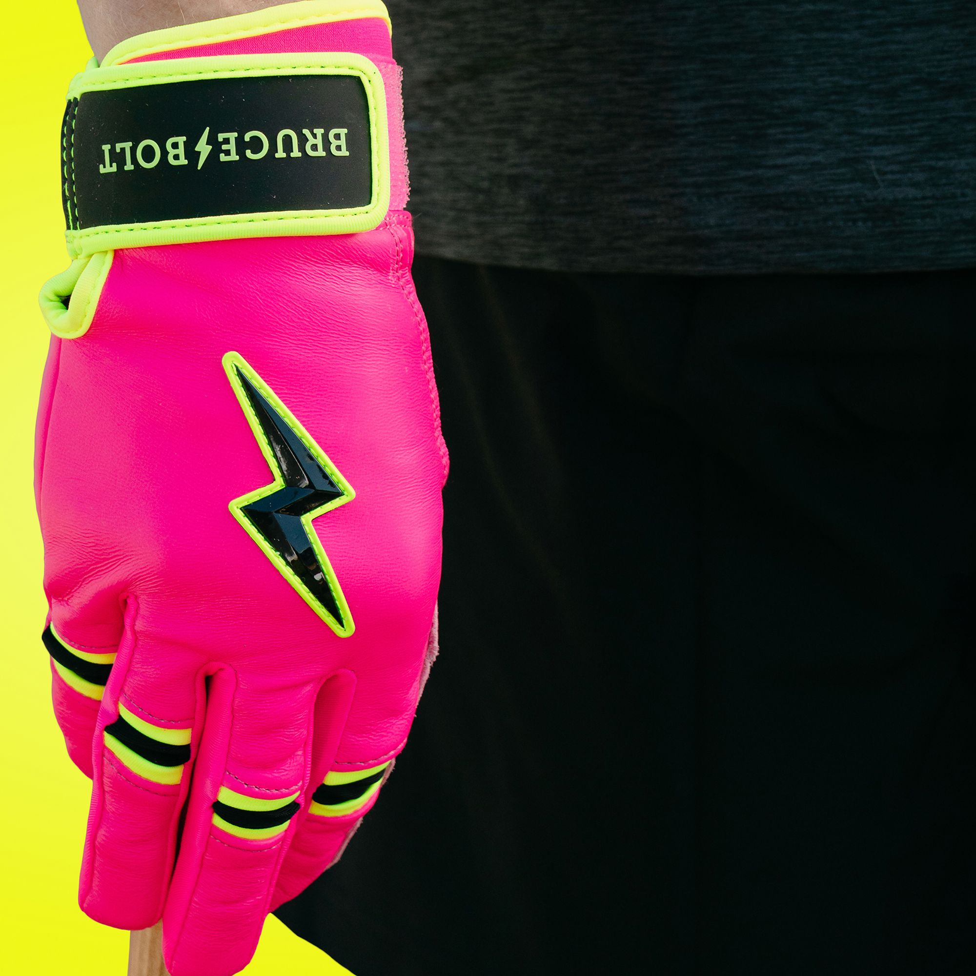 Bruce Bolt Youth Pink Lightning Short Cuff Batting Gloves product image