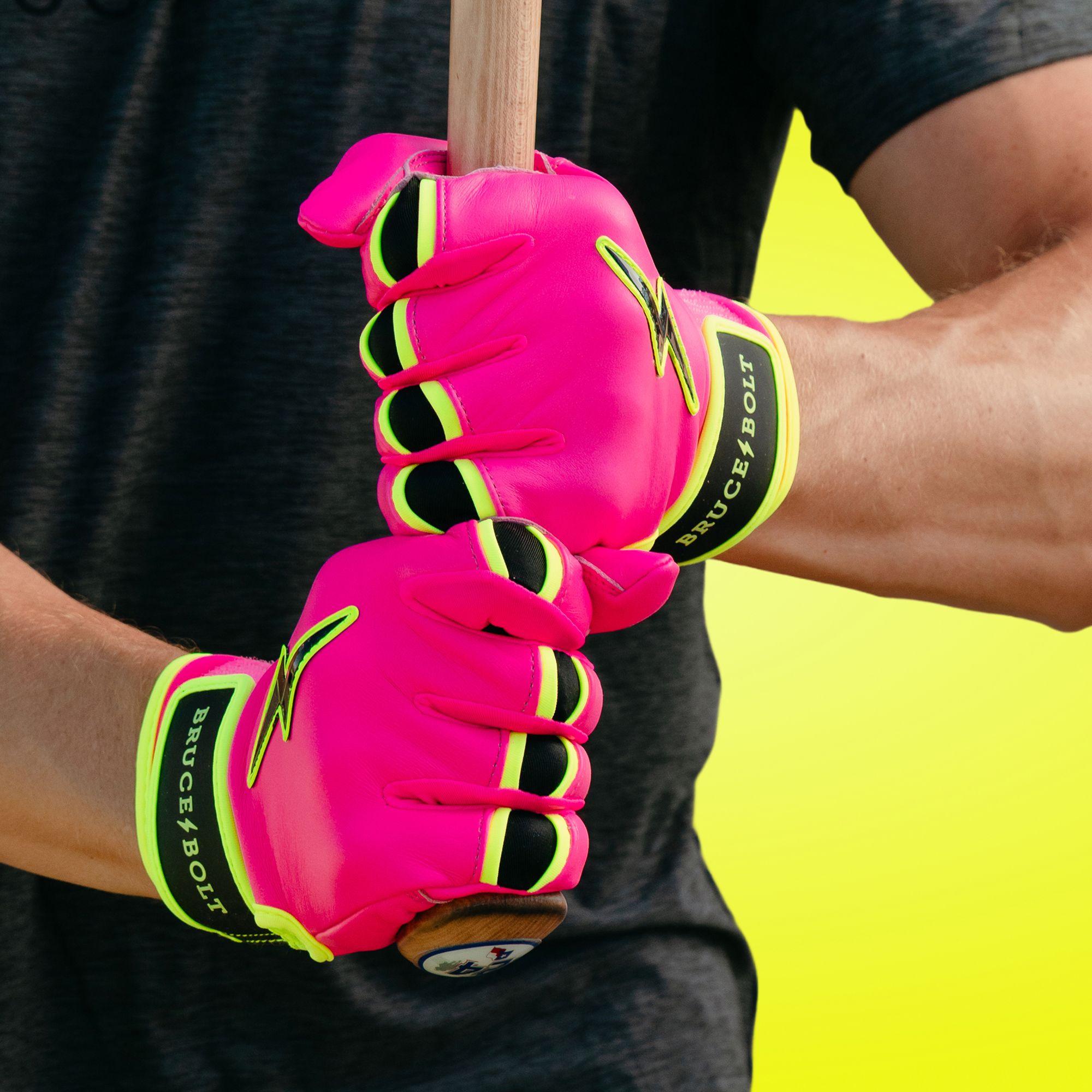 Bruce Bolt Men's Pink Lightning Short Cuff Batting Gloves product image