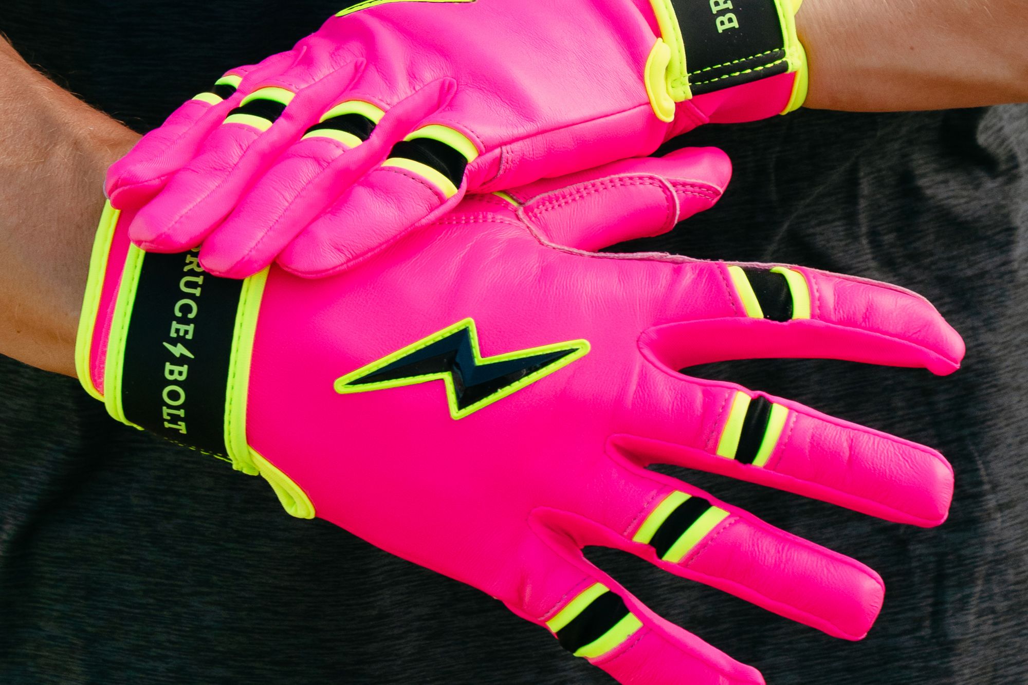 Bruce Bolt Men's Pink Lightning Short Cuff Batting Gloves product image
