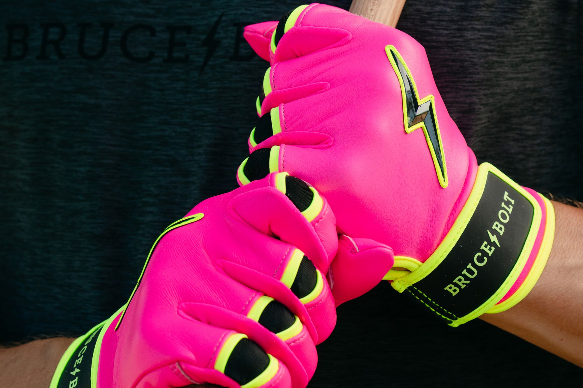Bruce Bolt Men's Pink Lightning Short Cuff Batting Gloves product image