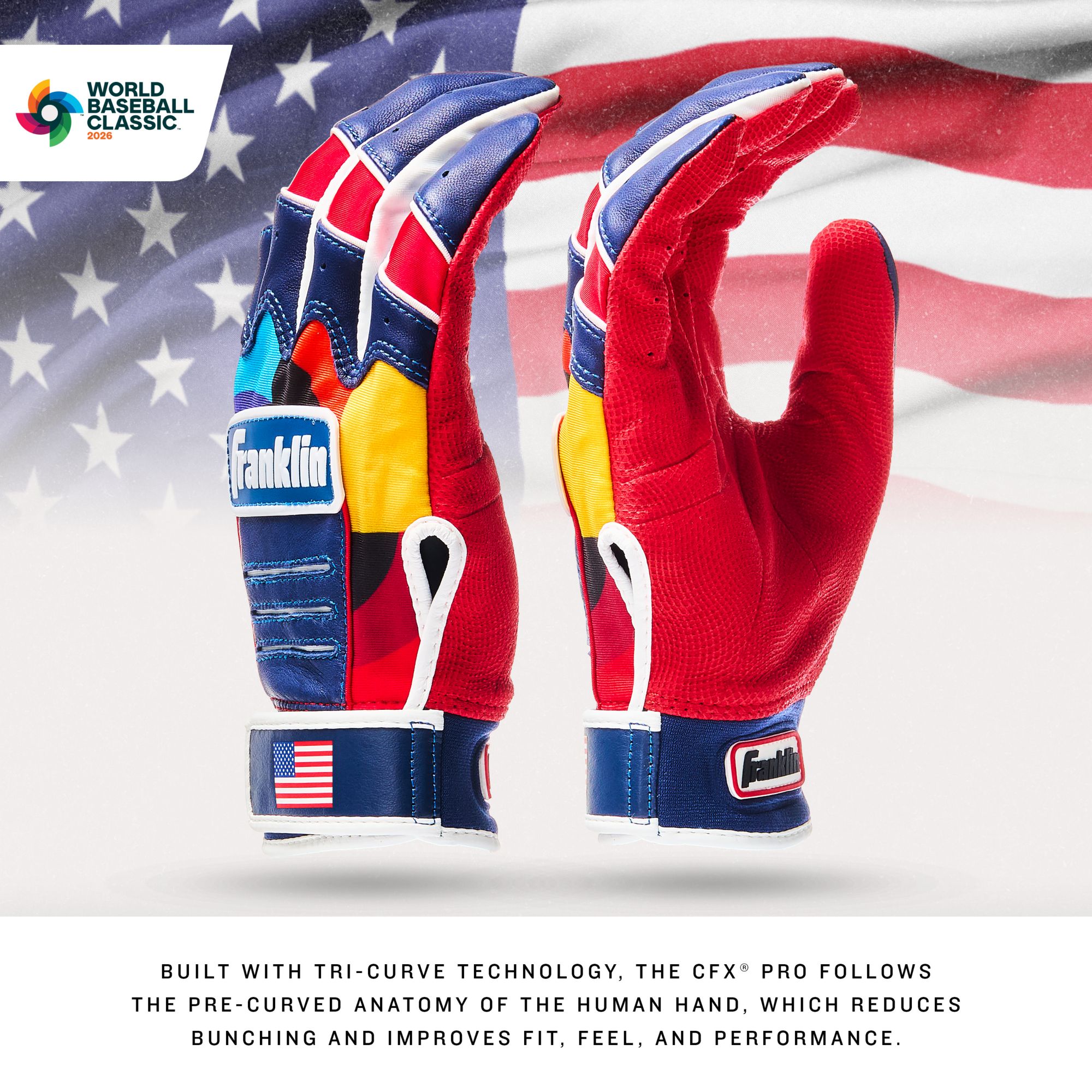Franklin Youth CFX Pro USA World Baseball Classic Batting Gloves product image