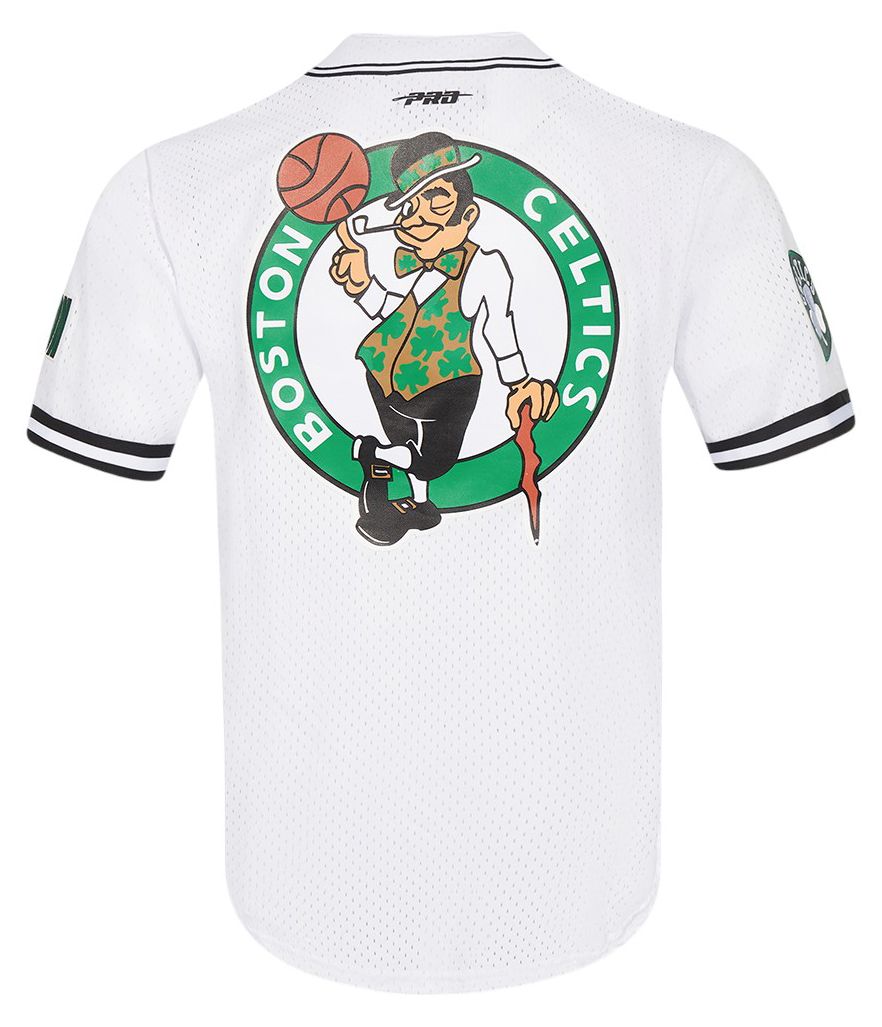 Pro Standard Men's Boston Celtics White Mesh Button Down Shirt product image