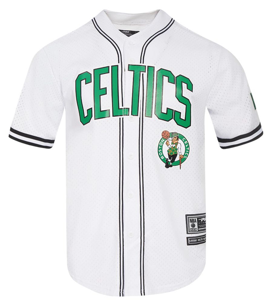 Pro Standard Men's Boston Celtics White Mesh Button Down Shirt product image