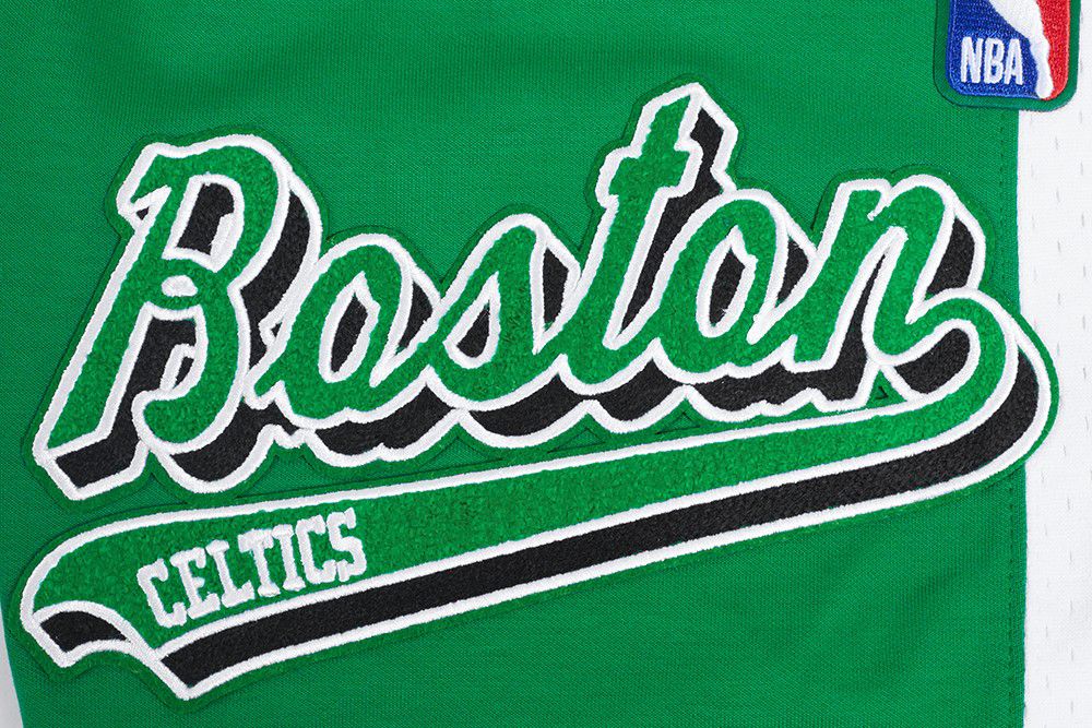 Pro Standard Men's Boston Celtics Green Script Tail Fleece Shorts product image