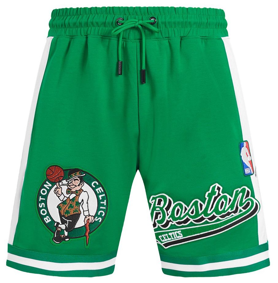 Pro Standard Men's Boston Celtics Green Script Tail Fleece Shorts product image