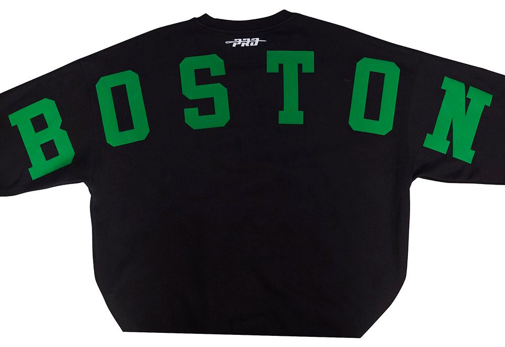 Pro Standard Men's Boston Celtics Black Wingspan Drop Shoulder Fleece Crewneck Sweatshirt product image