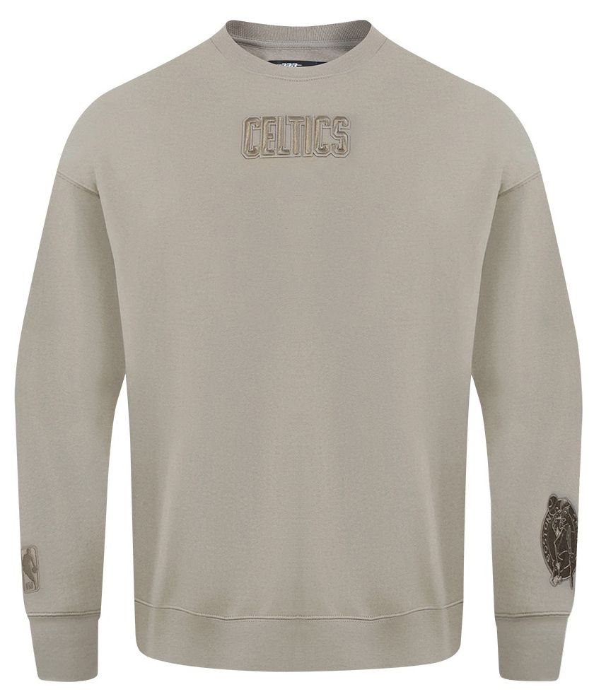 Pro Standard Men's Boston Celtics Taupe Wingspan Drop Shoulder Fleece Crewneck Sweatshirt product image