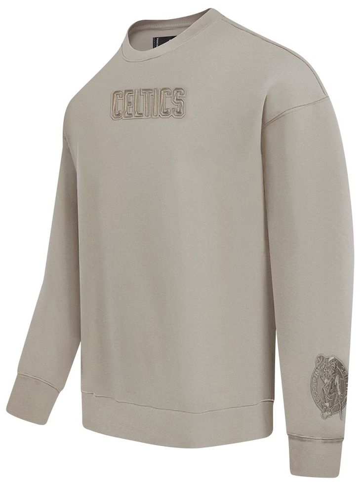 Pro Standard Men's Boston Celtics Taupe Wingspan Drop Shoulder Fleece Crewneck Sweatshirt product image