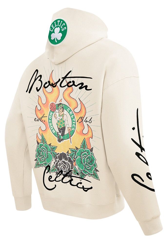 Pro Standard Men's Boston Celtics Off White Fire And Roses Washed Hoodie product image