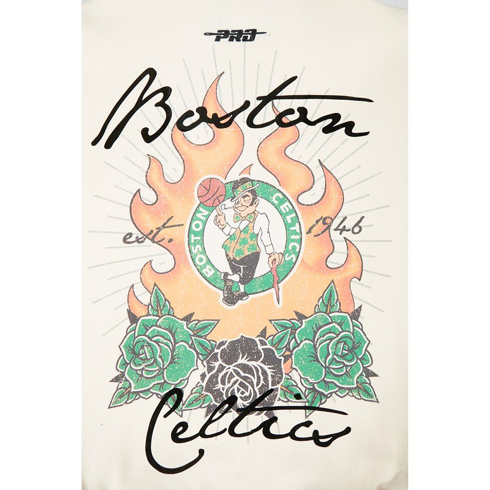 Pro Standard Men's Boston Celtics Off White Fire And Roses Washed Hoodie product image