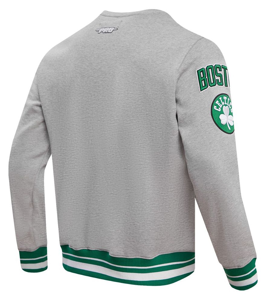 Pro Standard Men's Boston Celtics Grey Mash Up Rib Fleece Crewneck Sweatshirt product image