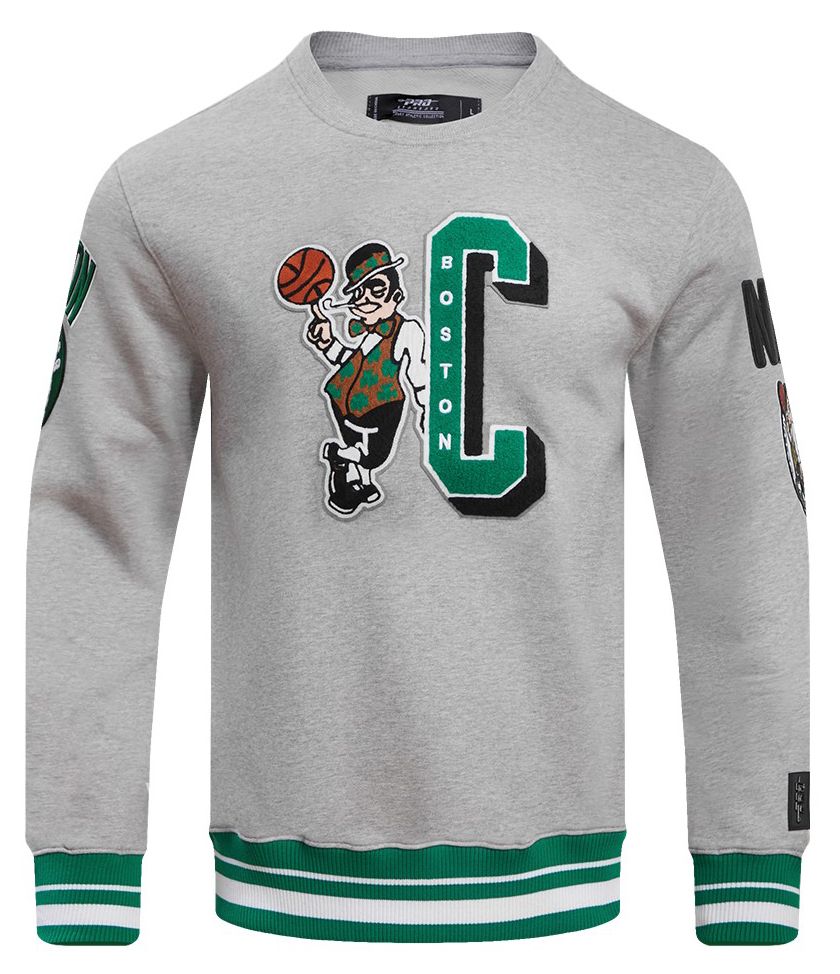 Pro Standard Men's Boston Celtics Grey Mash Up Rib Fleece Crewneck Sweatshirt product image