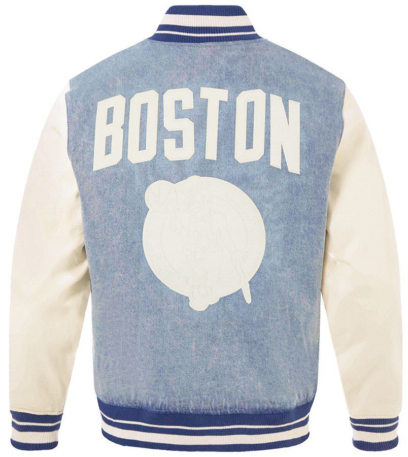 Pro Standard Men's Boston Celtics Denim Varsity Jacket product image