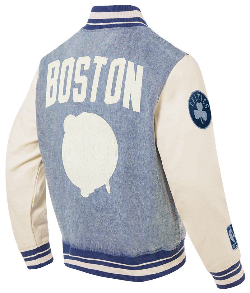 Pro Standard Men's Boston Celtics Denim Varsity Jacket product image