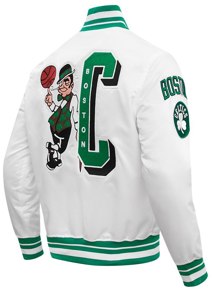 Pro Standard Men's Boston Celtics White Mash Up Rib Satin Jacket product image