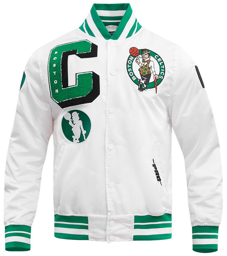 Pro Standard Men's Boston Celtics White Mash Up Rib Satin Jacket product image